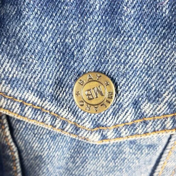 Men's Vintage Milano Bay Denim Sherpa Line Snap Button Jacket Size Large - Picture 9 of 13